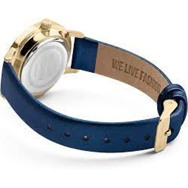 Blue leather dress watch-null