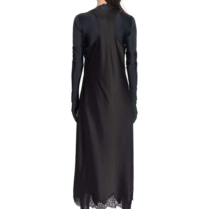Black acetate casual dress-null
