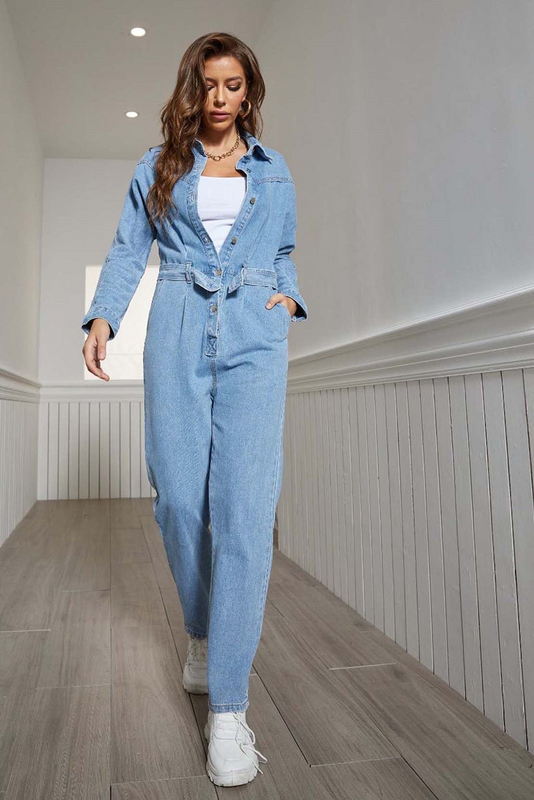 Denim jumpsuit retro 90s style image number null