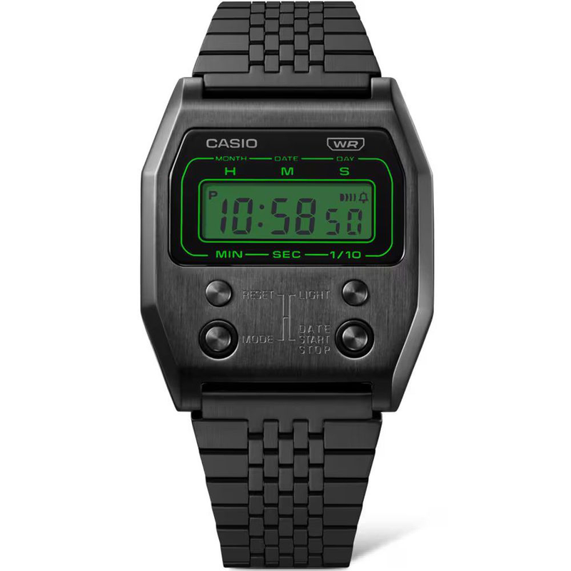 Black stainless steel digital watch-null