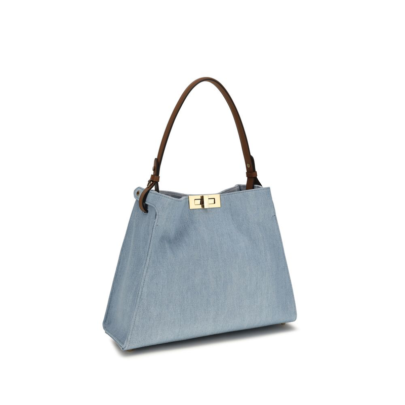 Blue cotton handbag-null