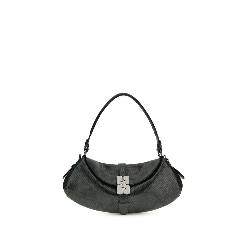 Blue recycled leather shoulder bag-null