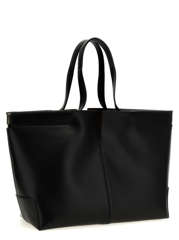 Black calfskin tote bag-null