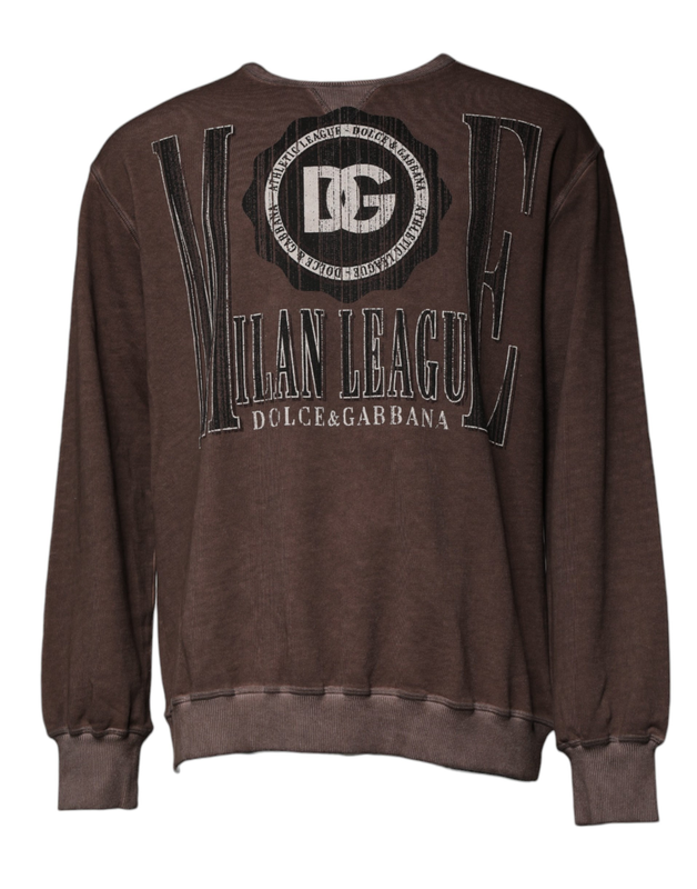 Brown logo print crew neck pullover sweater-null