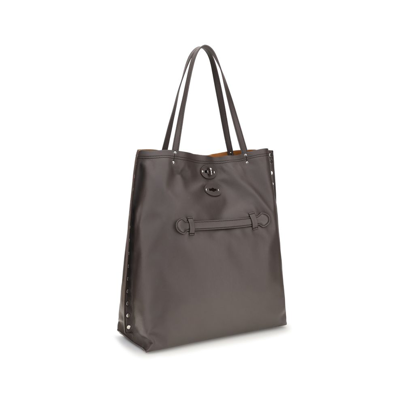 Gray calf leather bos taurus shoulder bag-null