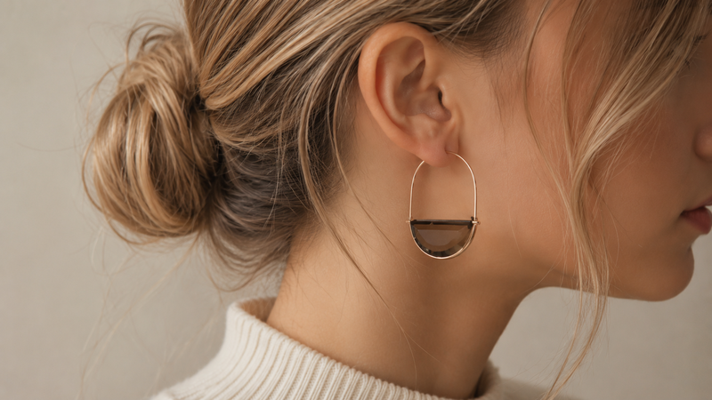 Smoky glass geometric drop earrings-null