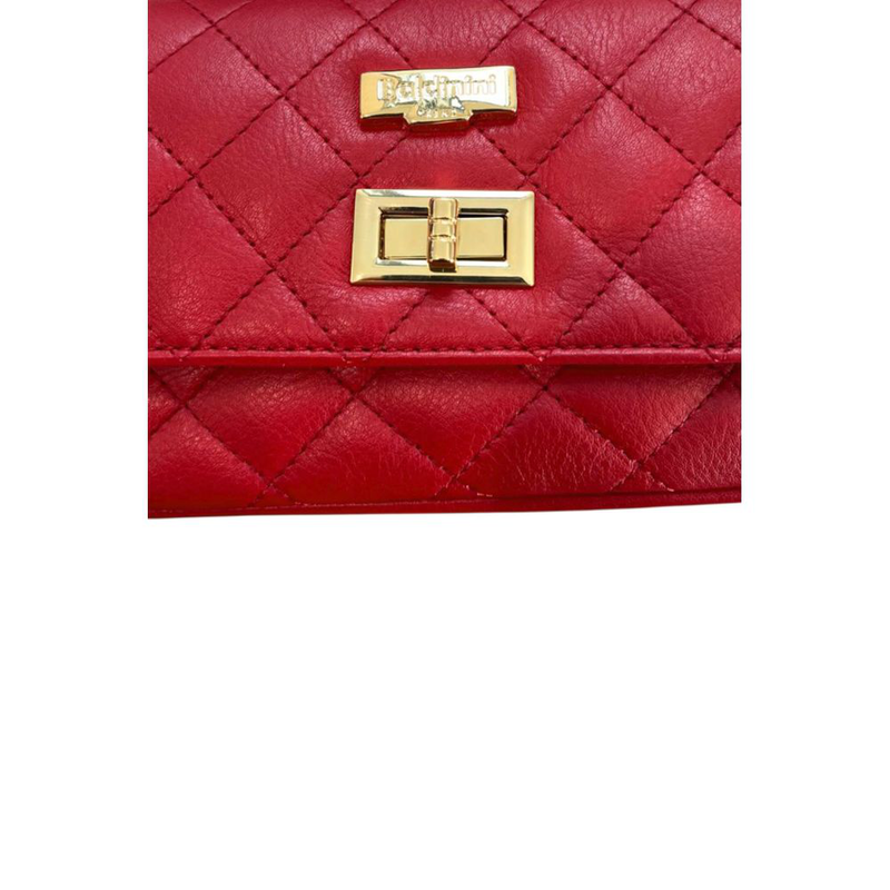 Red leather women crossbody bag-null