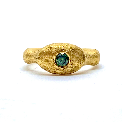 Ring 24ct gold green diamond, , medium