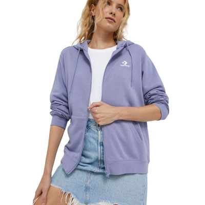 Embroidery full-zip hoodie, Lilacc, medium