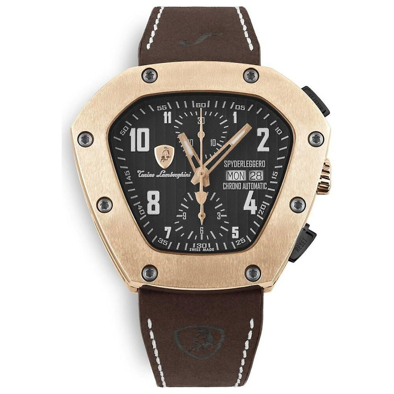 Black leather dress watch-null
