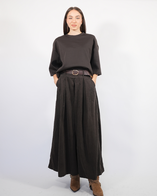 Corduroy wide leg pants 257391, Black, medium