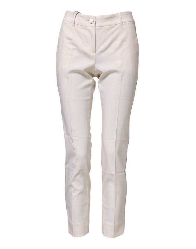 White wool tapered high waist pants-null