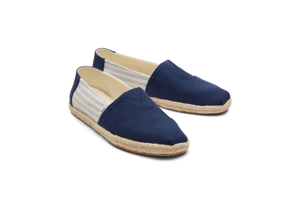 Toms recycled cotton university stripes, Navy, medium