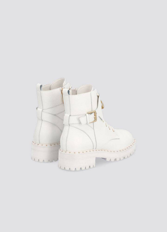 Pink 127 biker leather combat boots-null