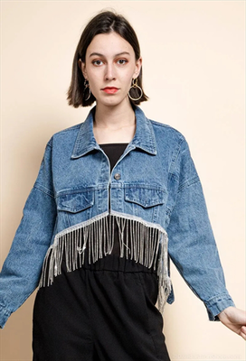 Jean jacket rhinestones, Jean, medium