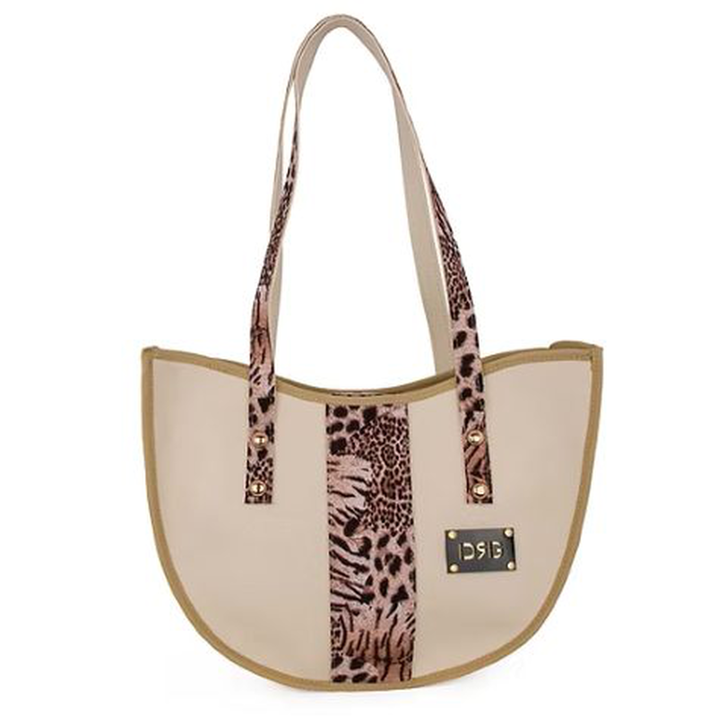 Women's animal print curved tote bag 26135-1210 de raggi cream-null