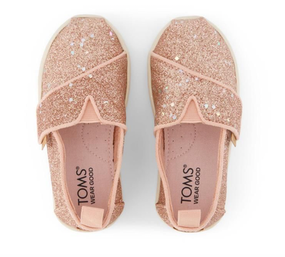 Toms tiny rose gold cosmic glitter alpargata, Rose Gold Cosmic, medium