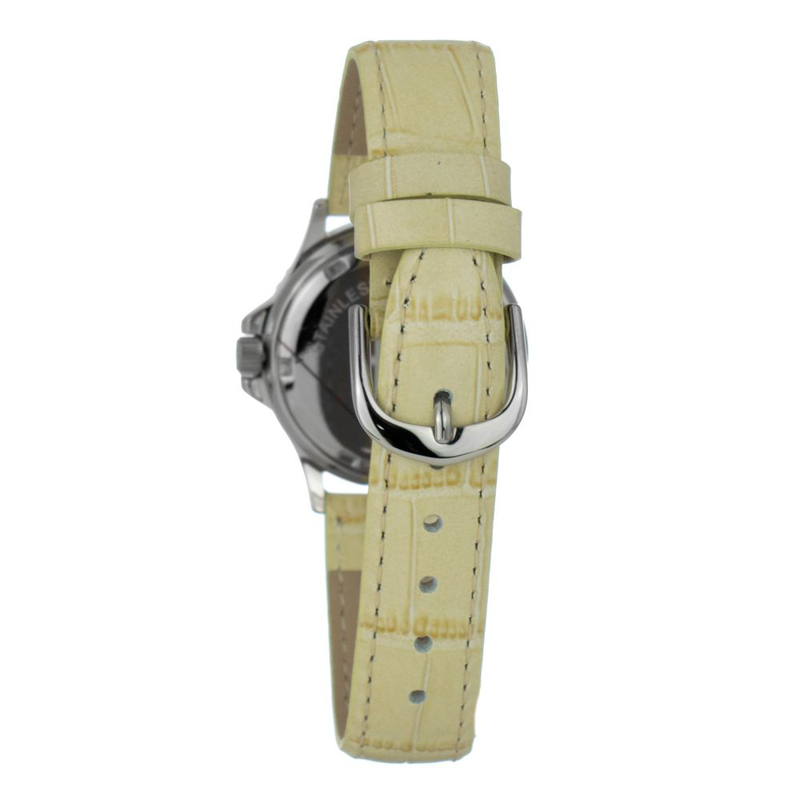 Beige leather dress watch-null
