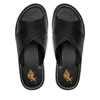 U.s.polo assn. Leather slides, Black, medium