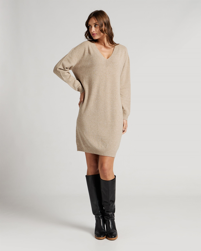 Knitted dress v neck image number null