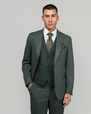Dezign 3piece slim fit suit in patterned, Green, medium