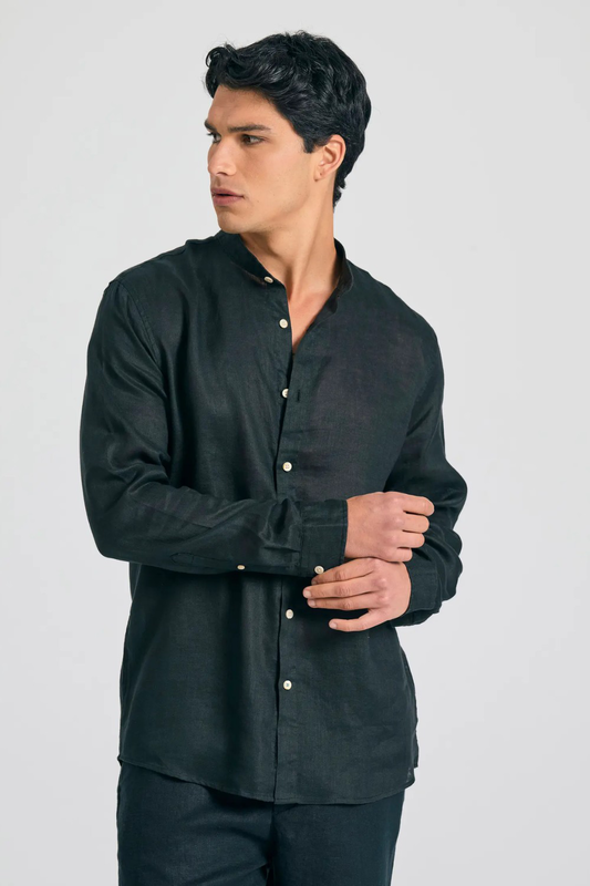 Funkybuddha linen shirt mao-null
