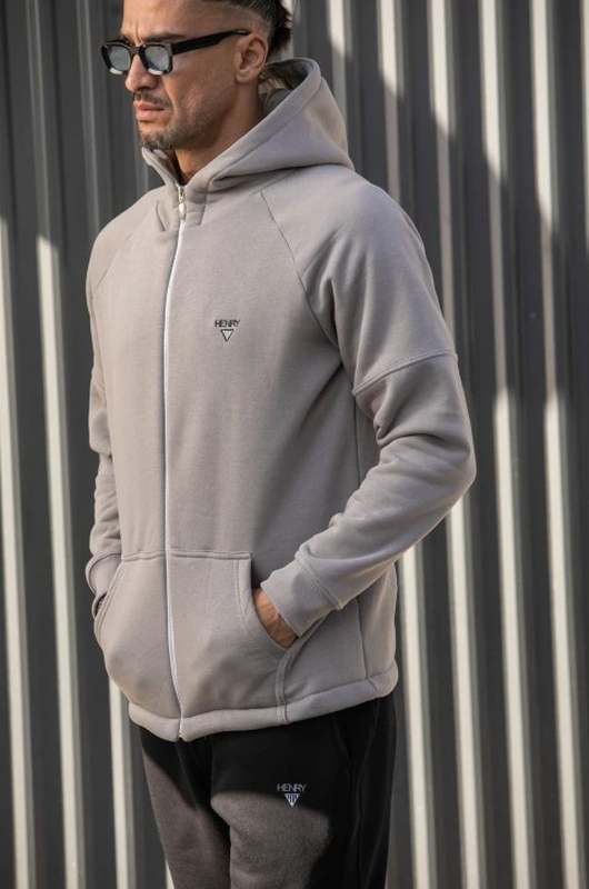 Henry zip through hoodie triangle logo image number null