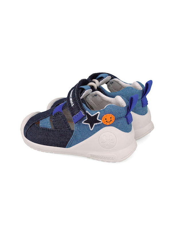 Biomecanics denim velcro strap detail caged boys sandals with playful details-null