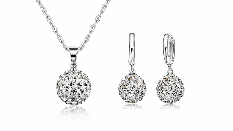 Sterling silver crystal jewelry set-null