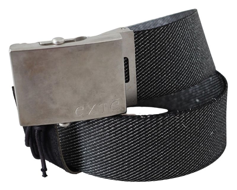 Black silver metal brushed buckle waist belt-null