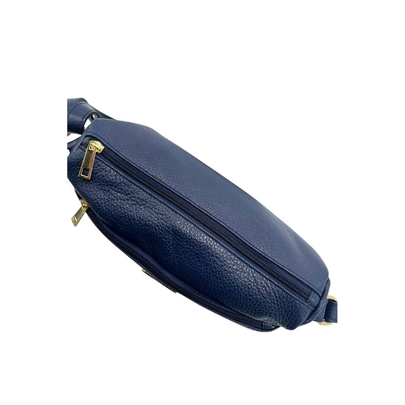 Blue leather women crossbody bag-null