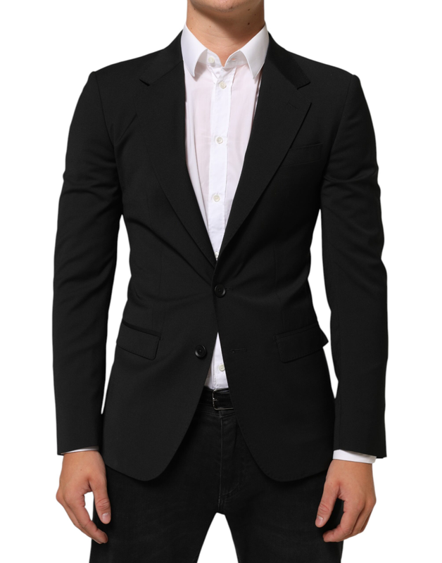 Black staff 2 buttons suit jacket blazer-null