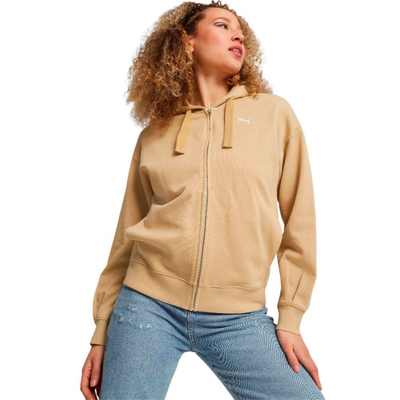 Puma her full-zip womens hoodie, Sand, medium