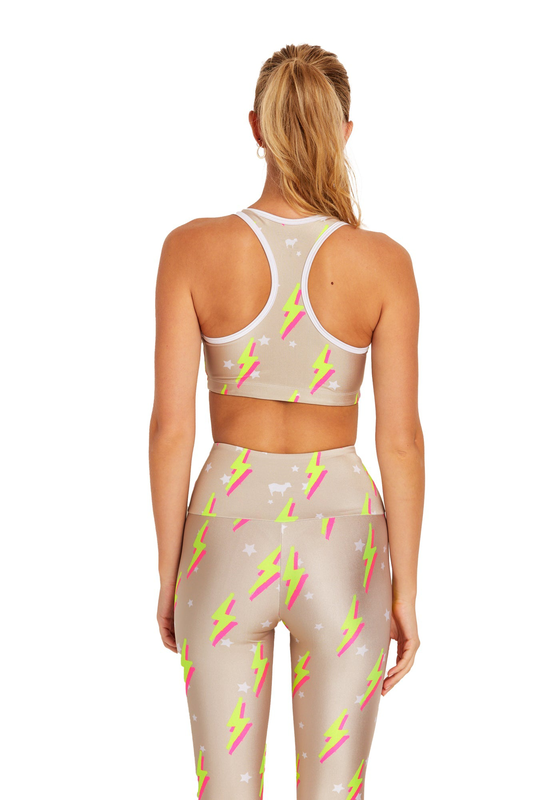 Goldsheep sports bra in nude neon bolts image number null