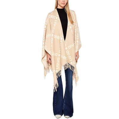 Liu Jo poncho with logo and fringes, , medium