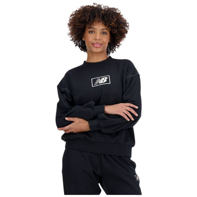 Womens essentials french terry crew, Black, medium