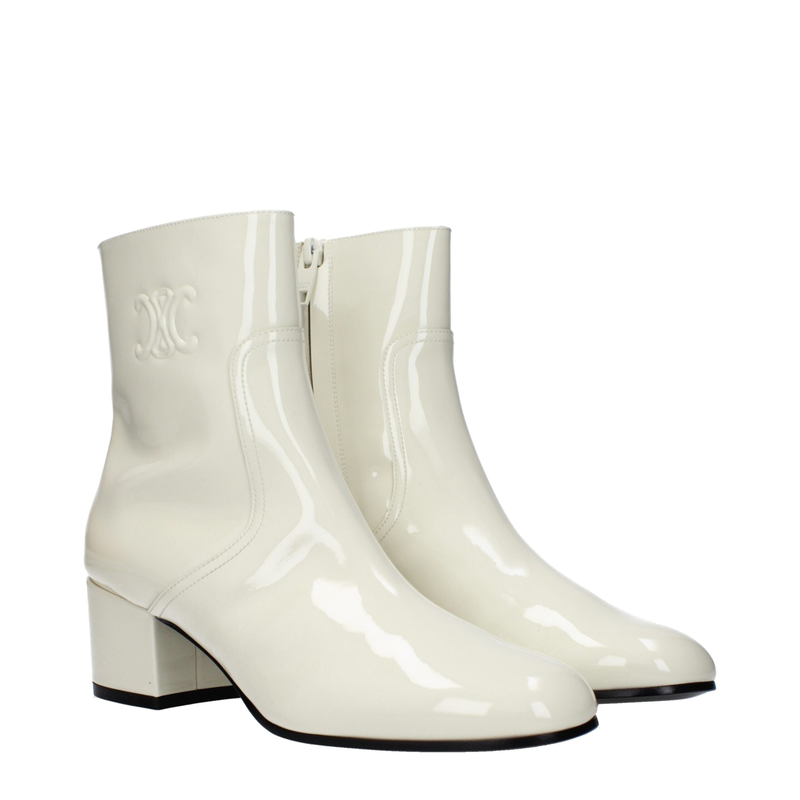 Beige leather ankle boots-null