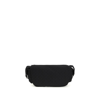 Black polyester shoulder bag, Black, medium