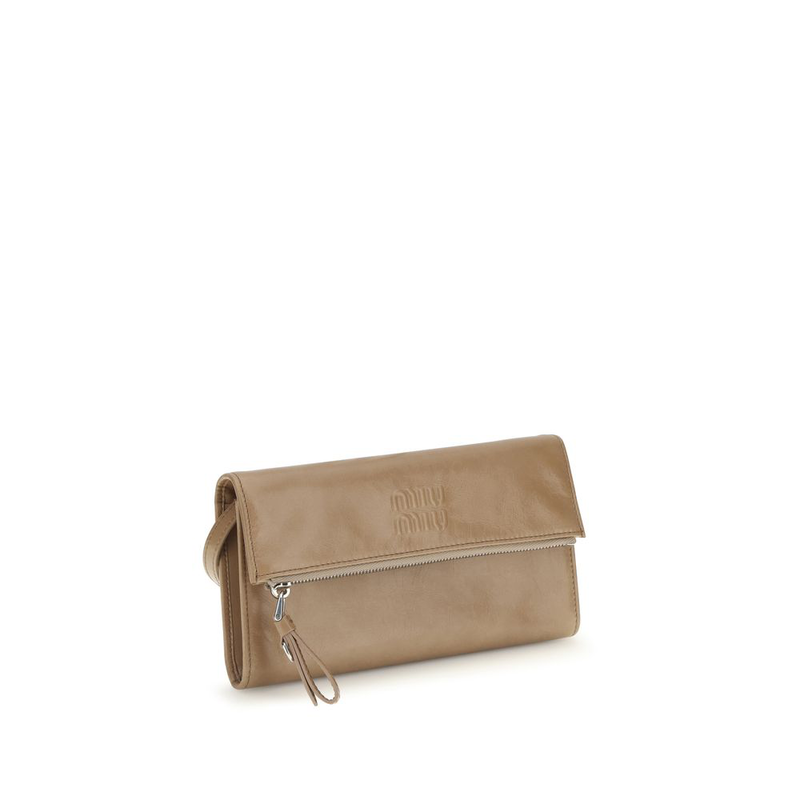 Beige calf leather bos taurus clutch bag-null