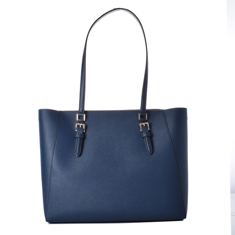 Blue leather tote bag-null