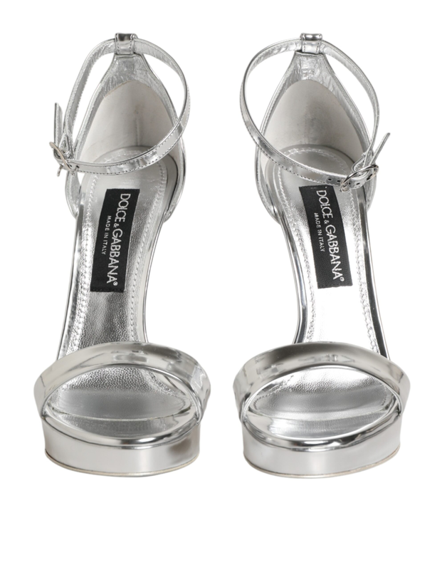 Silver leather platform keira sandals shoes-null