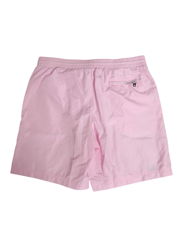Pink nylon logo side stripe beachwear men swimwear-null