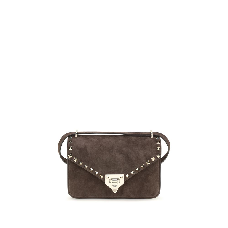 Brown suede leather shoulder bag-null