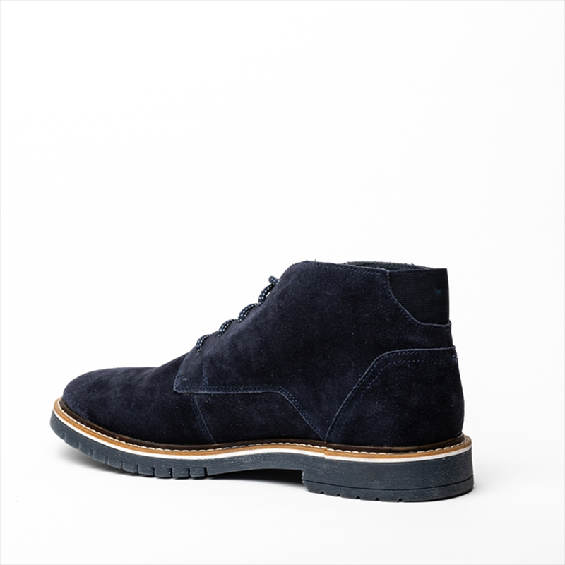 Boston ankle height desert boots with blue outsole image number null