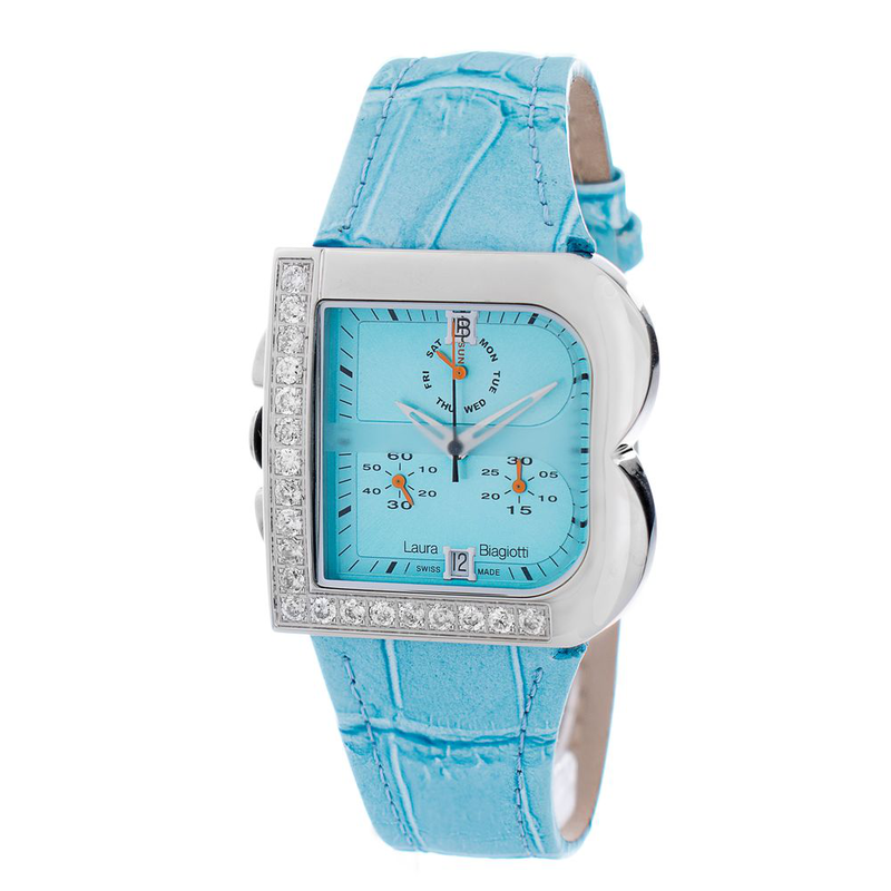 Blue stainless steel dress watch-null