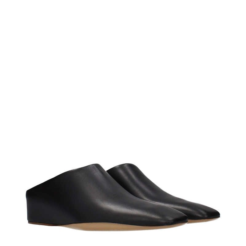 Black leather slippers-null