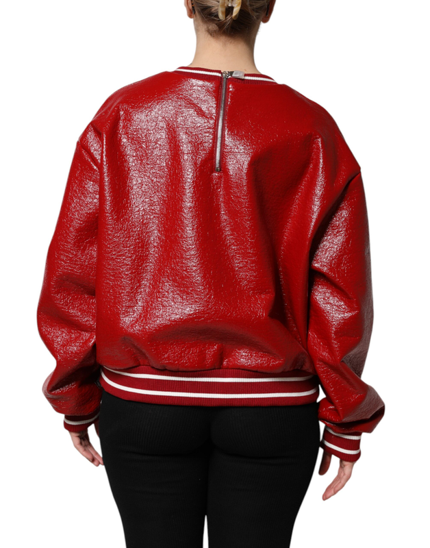 Red wool dglogo embroidery pullover sweater-null