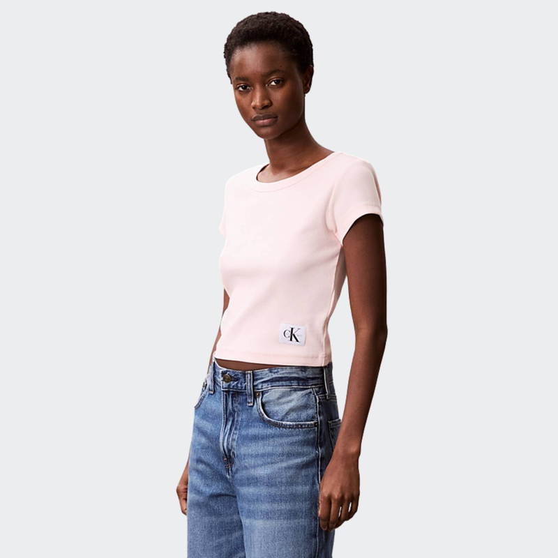 Woven label rib baby tee-null