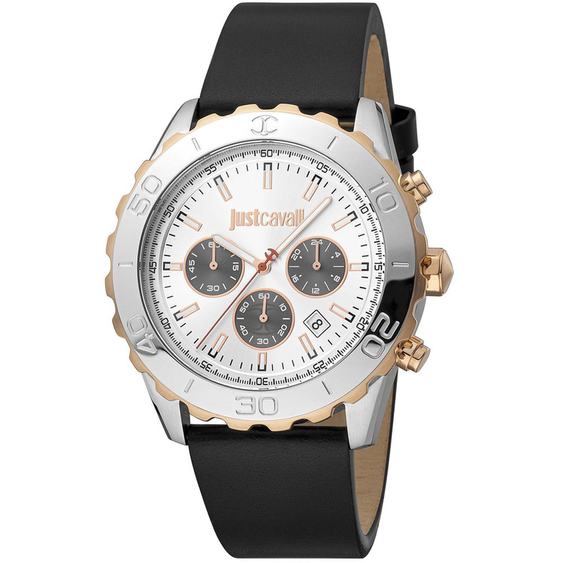 Black leather bracelet watch-null