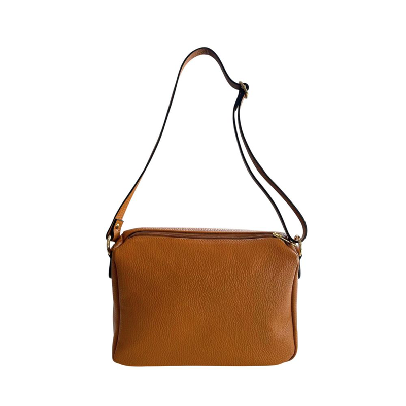Brown leather women crossbody bag-null